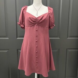 City Studio Mauve Mini Dress with Button Detail